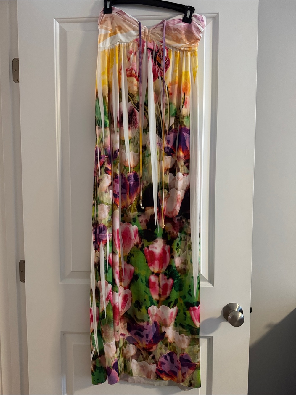 Floral Multicolor Strapless Maxi Dress